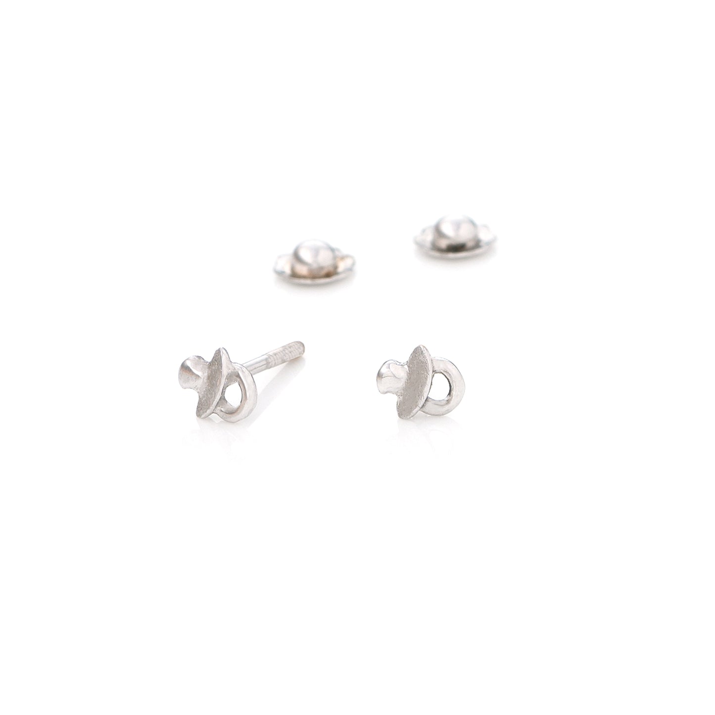 White Doudou Baby Earrings