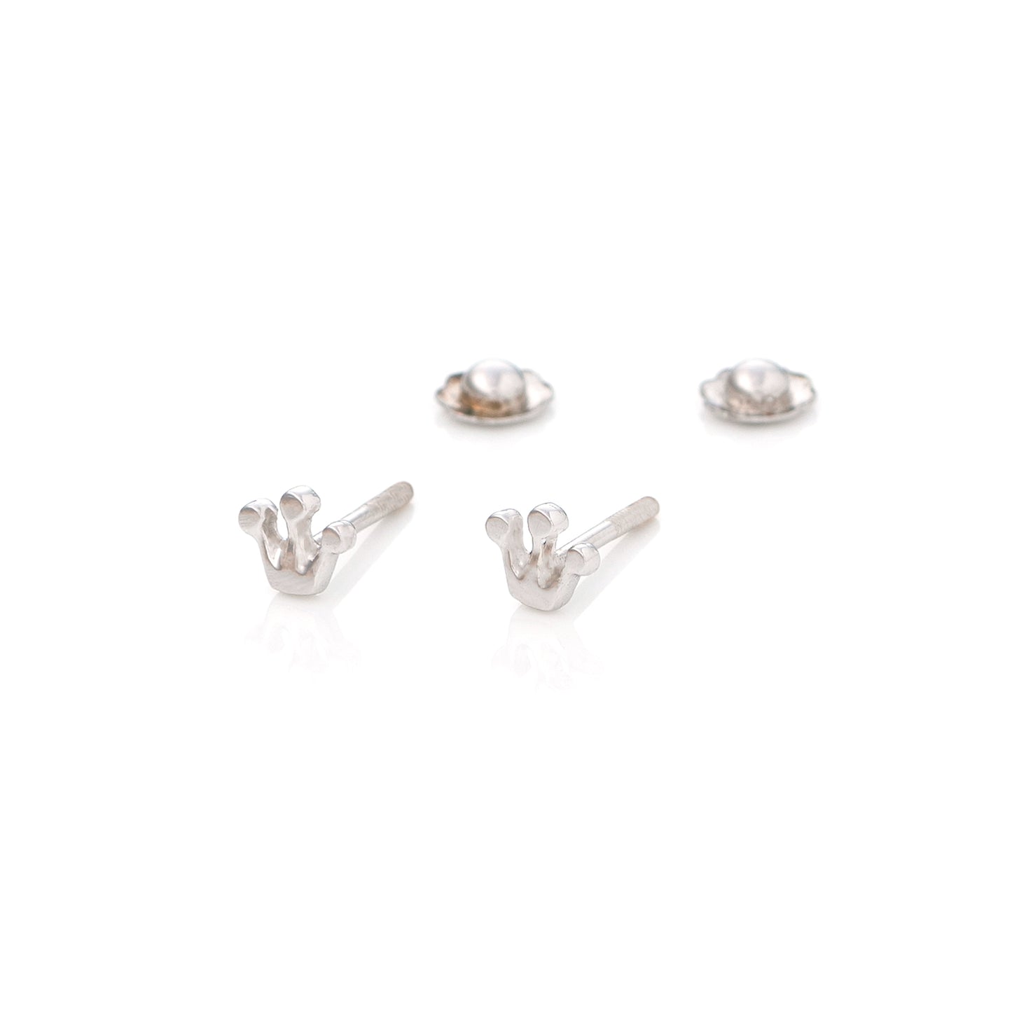 Baby Earrings Couronne Blanc
