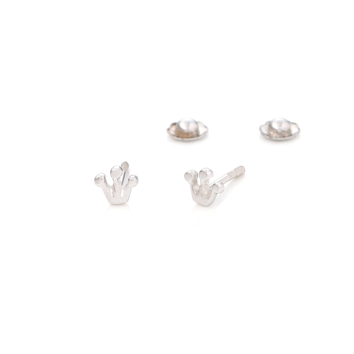 Baby Earrings Couronne Blanc