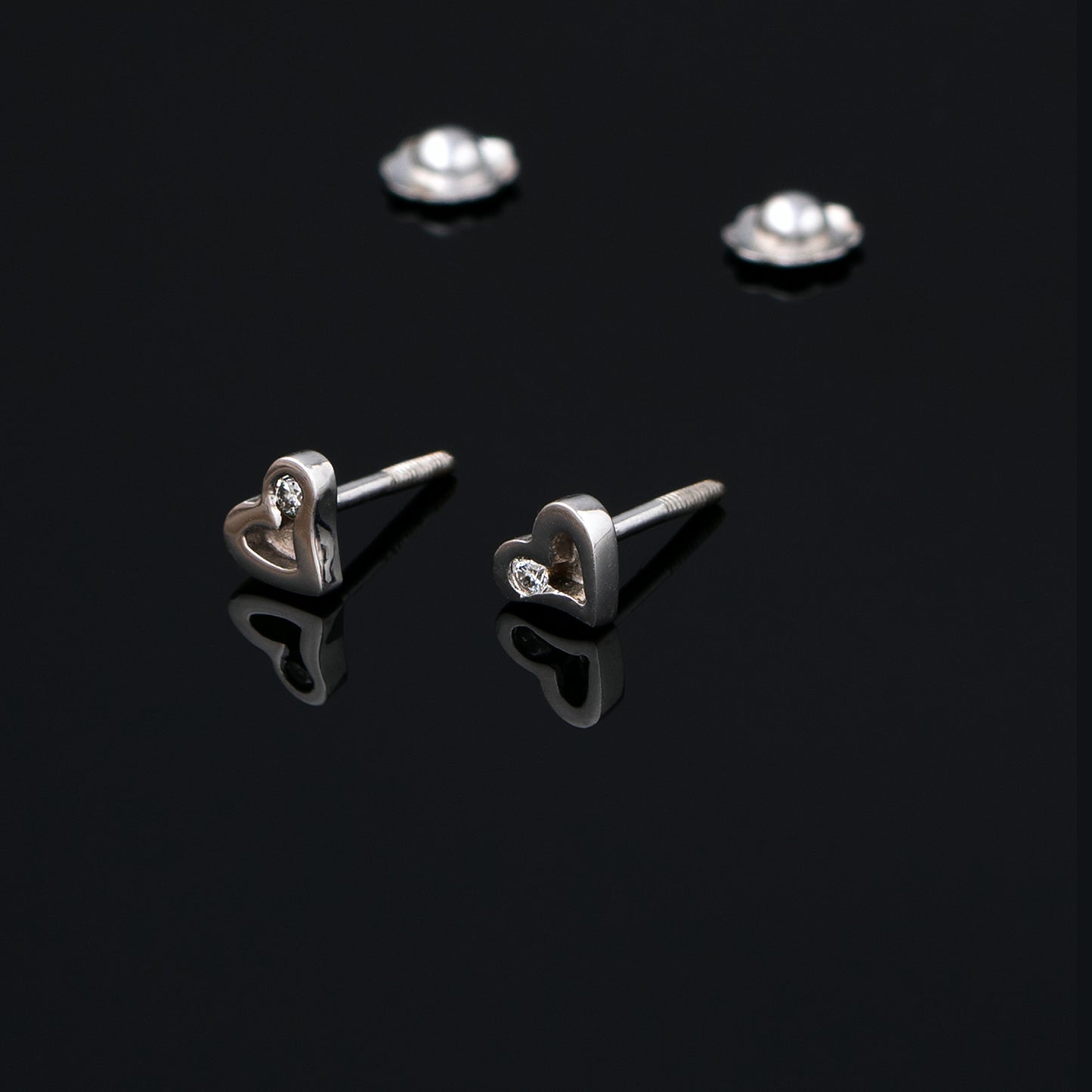 Baby Coeur Blanc Diamond Earrings