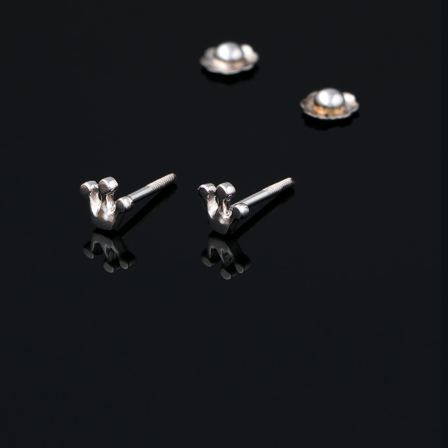 Baby Earrings Couronne Blanc